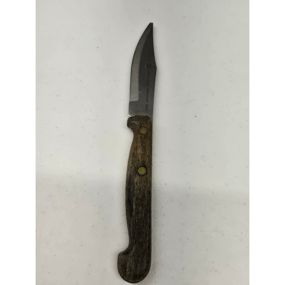 Vintage EKCO Paring Knife Stainless Vanadium USA Wood Handle Clip Point Blade